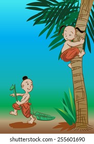 two Thai kids playing together