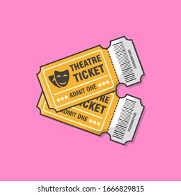 Two Theatre Tickets Vector Icon Illustration. Ticket For Entrance To The Event