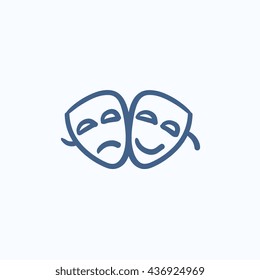 Two theatrical masks vector sketch icon isolated on background. Hand drawn Two theatrical masks icon. Two theatrical masks sketch icon for infographic, website or app.
