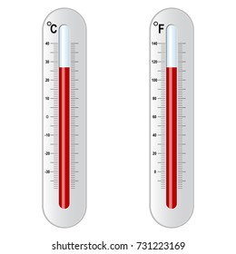 Two thermometer. Celsius and Fahrenheit. Vector eps 10