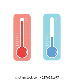 Two thermometers with cold and heat. Weather theme.