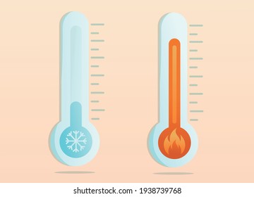 Two thermometers with high and low temperature