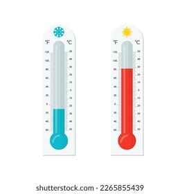 two thermometers with hot and cold temperature