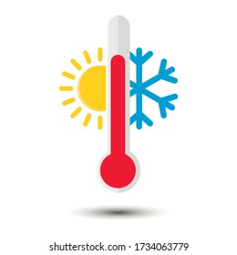 Two thermometers with scale measuring high and low temperature icon isolated on white background. Vector illustration. Eps 10.