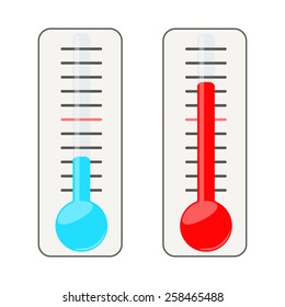 Two thermometers show the cold and heat.