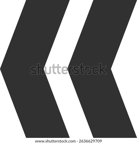 Two thick arrows pointing to the left, creating a simple and recognizable rewind or previous symbol, ideal for user interfaces and navigation