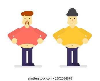 Two thick men with a mustache and a hat
