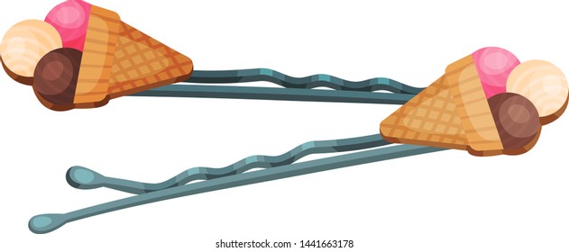 Two thin gray hairpins. Vector illustration on white background.