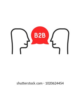 two thin line man like b2b cooperation. concept of agreement or contract with business person and social collaboration. simple flat stroke trend modern b2c logotype graphic design isolated on white