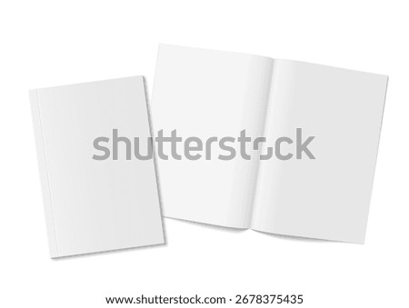 Two Thin Magazines With Soft Cover Mock Up. EPS10 Vector