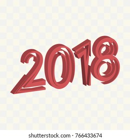 Two Thousand Eighteen Design, New Year Vector Art Illustration