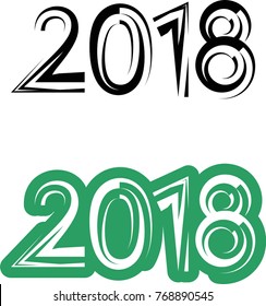 Two Thousand Eighteen Design, New Year Vector Art Illustration
