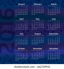 Two Thousand Sixteen Calendar on stary night background