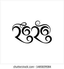 Zweitausendundzwanzigjähriges Symbol für das Jahr der Kalligrafie, 2020, 22 Jahre Logo, Vektorgrafik-Illustration