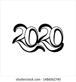 Two Thousand Twenty Calligraphy Year Icon Stock Vector (Royalty Free ...