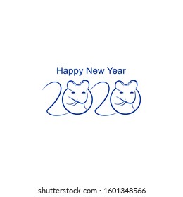 Two thousand and twenty with mice. Logos 2020. Vector handwriting