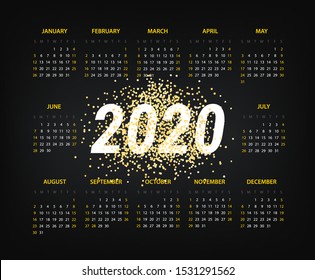 Two thousand twenty new year calendar template