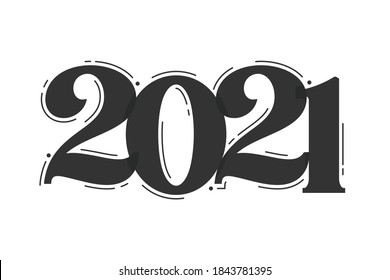 Two Thousand Twenty One, 2021, New Year, Vector Text Illustration Background