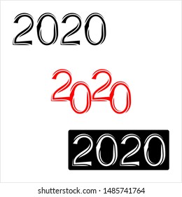 Icono De Dos Mil Y Veinte Años, 2020, Ilustración De Arte Con Logo De Veinte Años