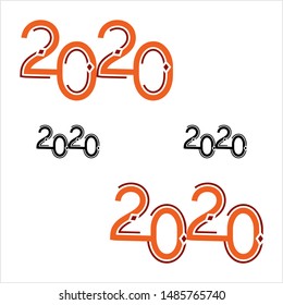 Two Thousand And Twenty Year Icon, 2020, Twenty Twenty Year Logo Vector Art Illustration