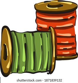 Two threads, illustration, vector on white background.