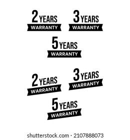 Two Three Five Years Warranty Products Repair Replacement Label Icon Badge Design Vector
