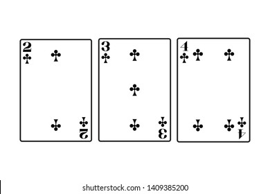 two three four of clubs cards icon cartoon black and white vector illustration graphic design