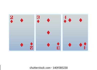 two three four of diamonds cards icon cartoon vector illustration graphic design