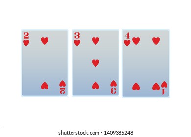 two three four of hearts cards icon cartoon vector illustration graphic design