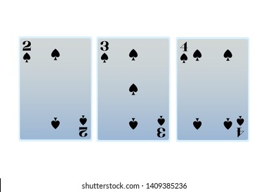 two three four of spades cards icon cartoon vector illustration graphic design