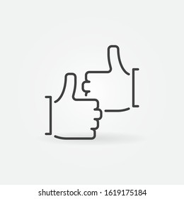 Two Thumb up vector outline concept icon or design element