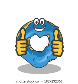 Two thumbs up cute donuts character vector template design illustration