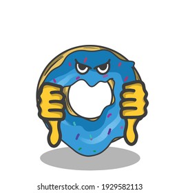Two thumbs down cute donuts character vector template design illustration