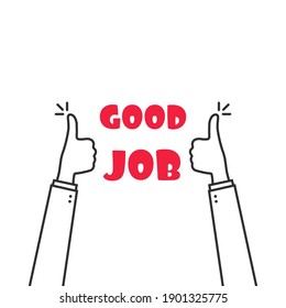 two thumbs up fingers like good job. concept of encouraging message symbol and recognition or compliment sign. simple trend modern support graphic outline art design element isolated on white