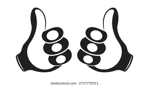 Dos pulgares para arriba gesto aislado sobre fondo transparente, aislado sobre fondo blanco, Vector, ilustración
