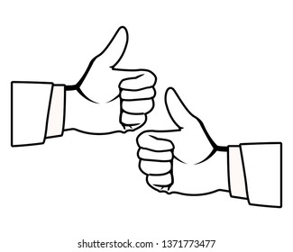 two thumbs up hands black and white