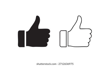 Dos iconos del pulgar para arriba, uno negro y uno blanco. El pulgar negro apunta hacia la izquierda