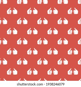 Two Thumbs Up Vector Graphic Art in Red Background Color Seamless Pattern can be use for background and apparel design