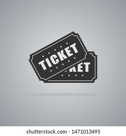Two tickets black icon isolated on a gray background. Vector illustration.
