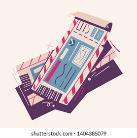 Two tickets. Cartoon vector illustration. Event and travel concept. For web and print. Cinema, theatre, concert, air ticket. 