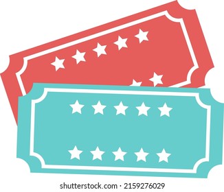 Two tickets to enjoy a movie at the cinema, ticket for cinema or theater with stars