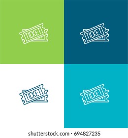 Two Tickets green and blue material color minimal icon or logo design