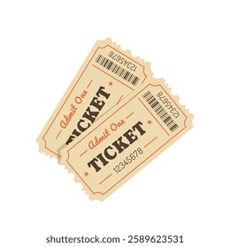 Two tickets isolated on white background	