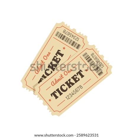 Two tickets isolated on white background	
