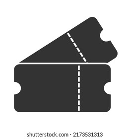 Two tickets monochrome icon. Movie ticket, lottery, transportation. Vector illustration isolated on white background