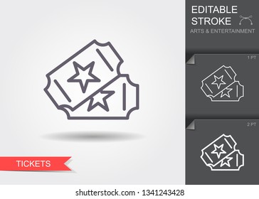 Two tickets. Outline icon with editable stroke. Linear event symbol