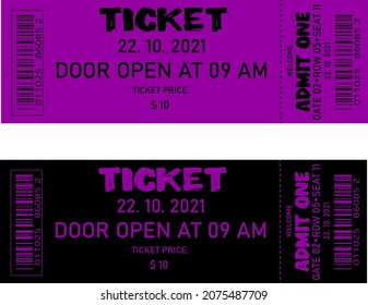 two tickets purple and black