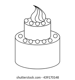 Two tier birthday cake icon, outline style
