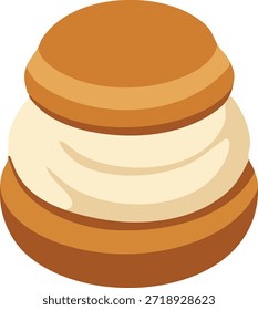 Uma torre de pastelaria choux de dois níveis com redemoinhos generosos de creme de baunilha.