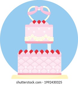 Two Tier Strawberry Wedding Cake
